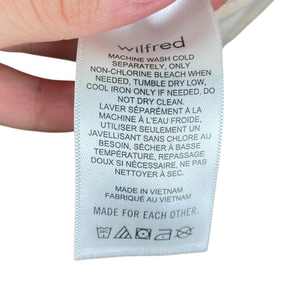 Wilfred Tan Plaid Tie Spaghetti Strap Ruched Side V-Neck Lined Bodycon Dress - Picture 7 of 8